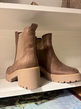 Dolce Vita Taupe Suede Chunky Chelsea Booties